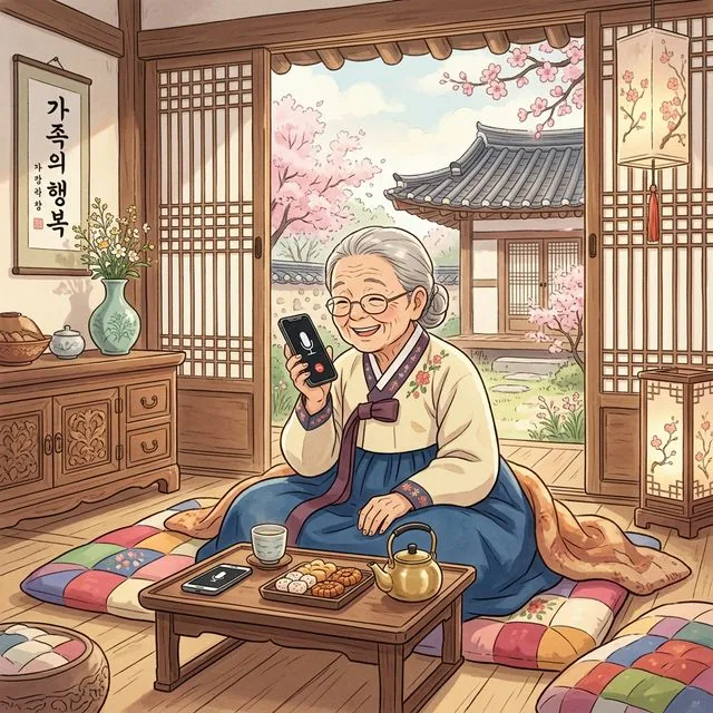 Korean grandmother recording stories